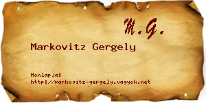 Markovitz Gergely névjegykártya